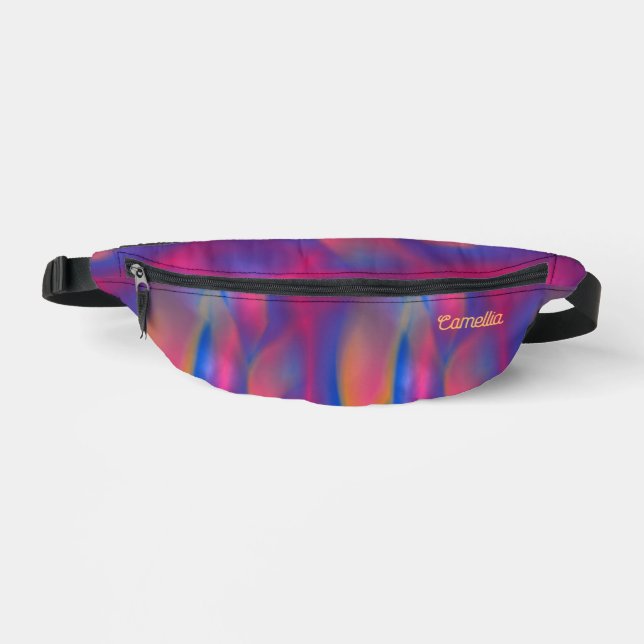 Modern Orange Blue Purple Tie Dye Name Custom Bauchtasche (Vorderseite)