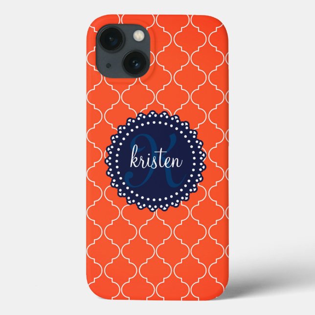 Modern Orange Bristol Tiles Personalized Trendy Case-Mate iPhone Hülle (Rückseite)