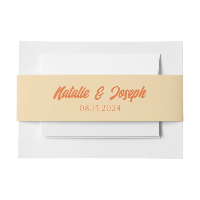 Modern Orange Colorful Funky Fun Wedding Einladungsbanderole (Vorderseite Beispiel)