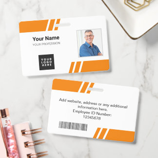 Modern Orange Custom Employee ID Badge Ausweis