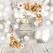 Modern Orange Floral 70. Geburtstagsparty