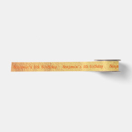 Modern Orange Gold Boy Kinder Happy Birthday Party Satinband