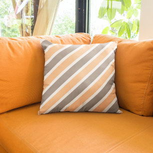 Modern Orange Gray Diagonal Stripes Polyester Kissen