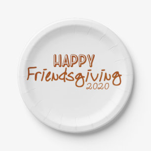 Modern Orange Happy Friendsgiving 2020 Pappteller