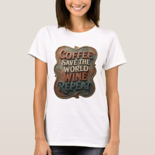Modern Orange KAFFEE RETTE DIE WELT WEIN WIEDERHOL T-Shirt