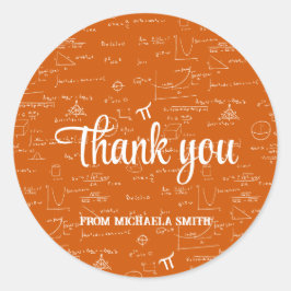 Modern Orange Math Graduation Thank You Runder Aufkleber
