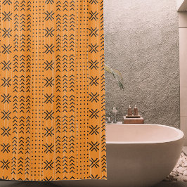 Modern Orange Mudcloth African Pattern Duschvorhang