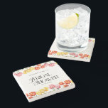 Modern Orange Pink  Tulips Floral Bridal Shower Steinuntersetzer<br><div class="desc">Add a charming floral touch to your celebration with this Modern Orange Pink Tulips Floral Bridal Shower Square Stone Coaster. Featuring delicate tulip blooms in soft orange and pink hues, paired with elegant modern typography, this stylish coaster brings a fresh and romantic feel to your bridal shower décor. Perfect for...</div>