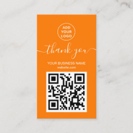 Modern Orange QR Code Order Vielen Dank Visitenkarte
