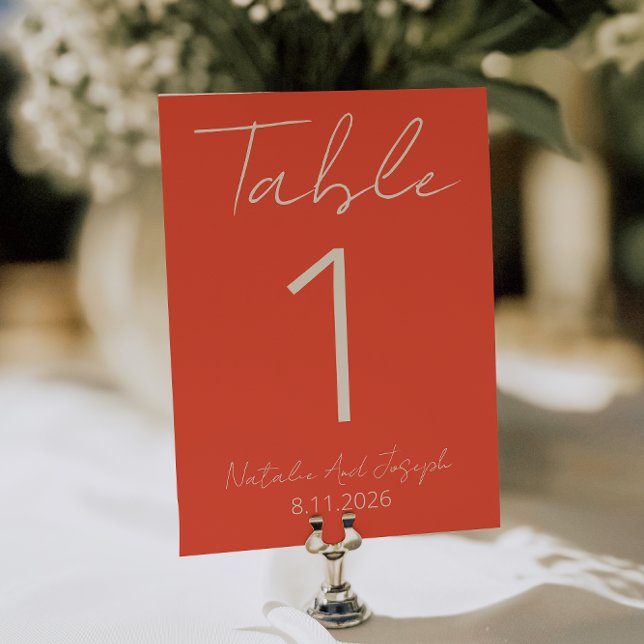 Modern Orange Whimsical Fun Wedding Table Number Einladung (Von Creator hochgeladen)
