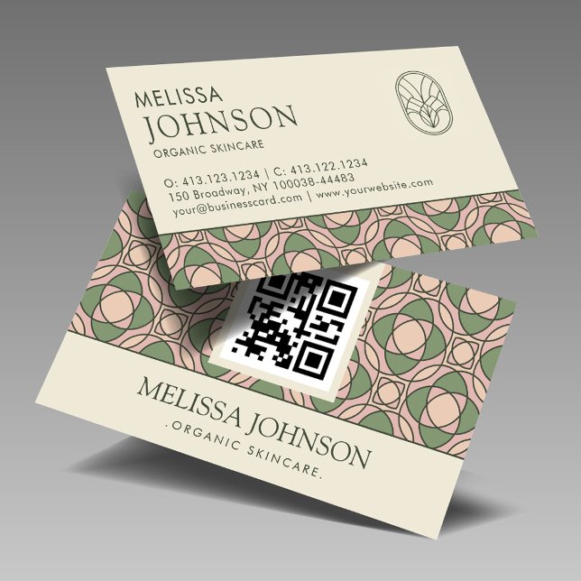 Modern Organic Botanical QR Code Business Card Visitenkarte (Von Creator hochgeladen)