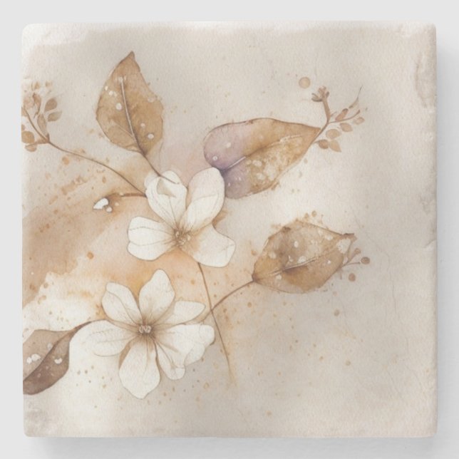 Modern Organic Floral Quiet Luxury Steinuntersetzer (Vorderseite)