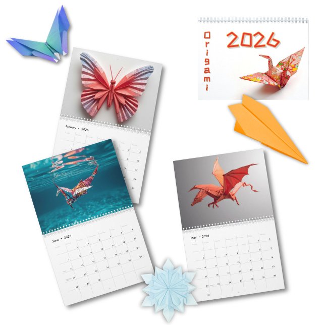Modern Origami Art 2026 Custom Photo  Kalender (Von Creator hochgeladen)