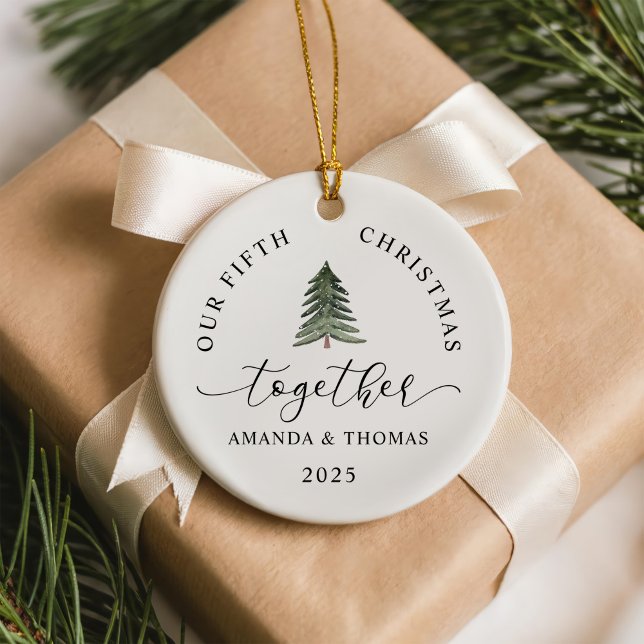 Modern Our Christmas Together Couples Anniversary Keramik Ornament (Von Creator hochgeladen)
