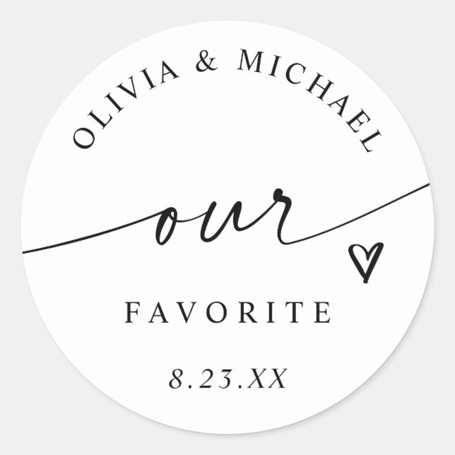 Modern Our Favorite Handwriting Wedding Treat Bag Runder Aufkleber (Vorderseite)