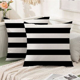 Modern Outdoor Decor Black & White Classic Striped Kissen