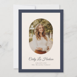 Modern Oval Blue High School Photo Graduate Ankündigung