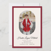 Modern Oval Red High School Photo Graduation