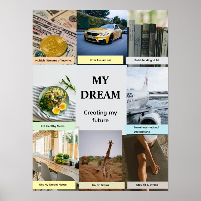 Modern Overlap Grid Vision Board Poster (Devant)