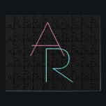 Modern Overlapping Pink Turquoise Puzzle<br><div class="desc">Cool,  modern overlapping initials.</div>