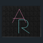Modern Overlapping Pink Turquoise Puzzle<br><div class="desc">Cool,  modern overlapping initials.</div>