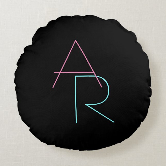 Modern Overlapping Pink Turquoise Rundes Kissen (Vorderseite)