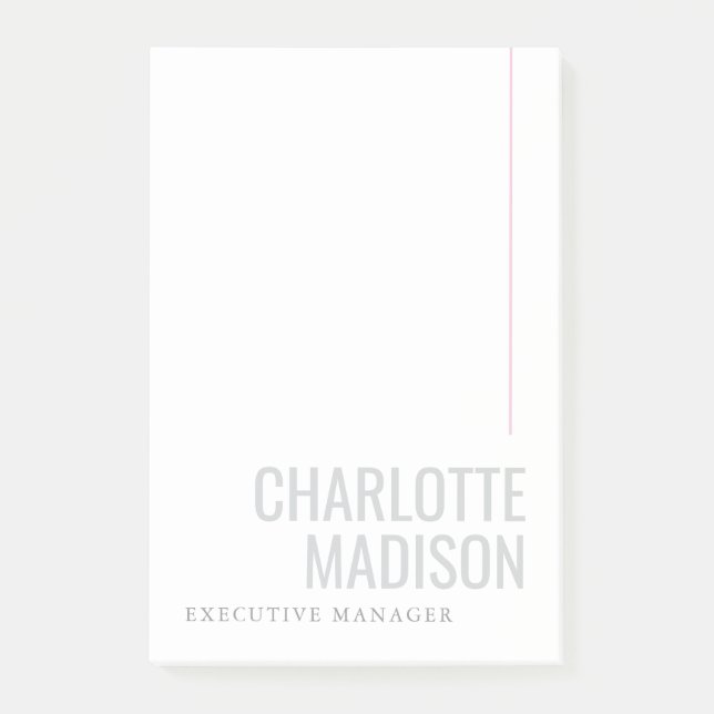 Modern Own Name Trendy Minimalist Plain  Post-it Klebezettel (Vorderseite)