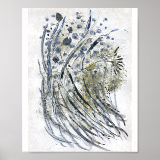Modern painting acrylic and plant poster