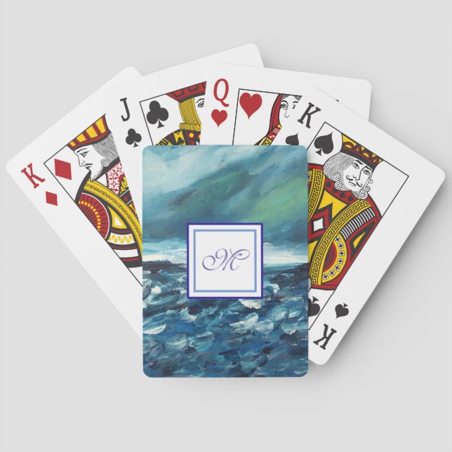 Modern Painting Winter Day Monogram Spielkarten (Rückseite)