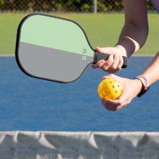 Modern Pale Green and Gray Monogram Custom Pickleball Schläger