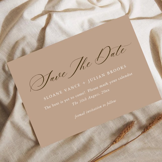 Modern Pale Taupe Typography Save the Date Card  (Créateur téléchargé)