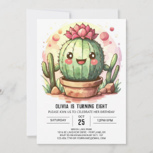 Modern Pampas Grass Bohemisch Cactus Girl Birthday Einladung