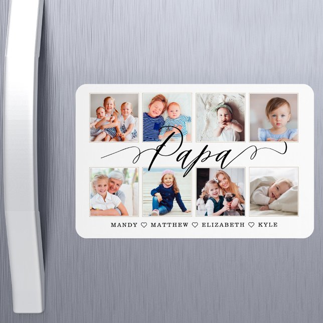 Modern Papa Script | Entenkinder - FotoCollage Magnet (Modern Papa Script | Grandchildren Photo Collage Magnet)