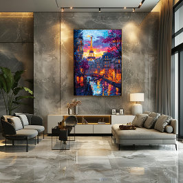 Modern Paris City Skyline - Romantisches Pariser P Poster