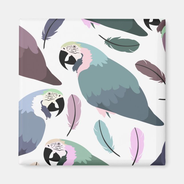 Modern Parrots Tropical Pattern  Magnet (Vorne)