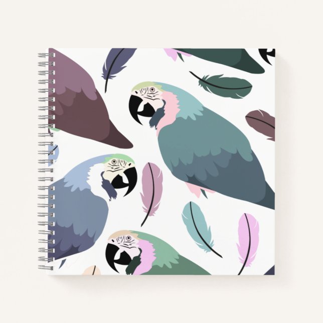 Modern Parrots Tropical Pattern  Notizbuch (Vorderseite)