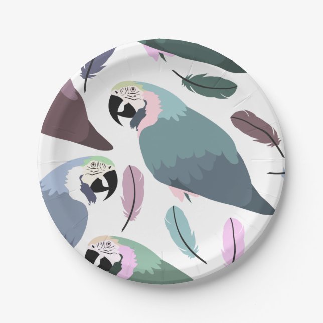 Modern Parrots Tropical Pattern  Pappteller (Vorderseite)