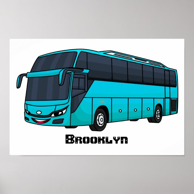 Modern passenger bus cartoon illustration poster (Vorne)