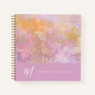 Modern Pastel Floral Pattern Monogrammed Notebook Notizbuch