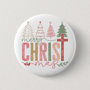 Modern Pastel Frohe Weihnachten Button