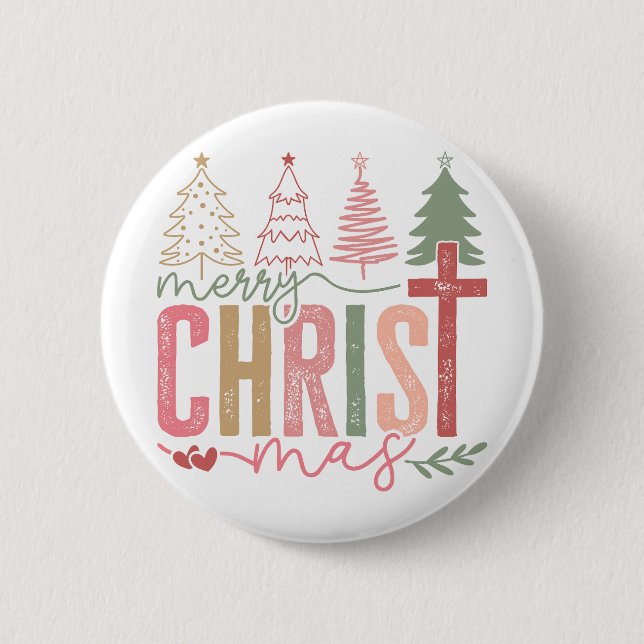 Modern Pastel Frohe Weihnachten  Button (Vorderseite)