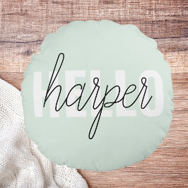 Modern Pastel Minze hallo, und du nennst Rundes Kissen