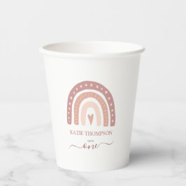 Modern Pastel Pink Rainbow Boho Erster Geburtstag Pappbecher
