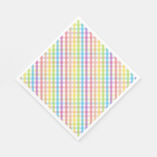 Modern Pastel Plaid Rainbow Baby Shower Party Serviette (Ecke)
