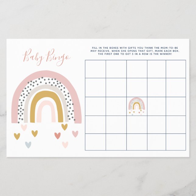 Modern Pastel Rainbow Babyshower Baby Bingo Flyer (Vorne)