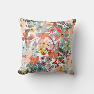 Modern Pastel Spring Floral Garden Pattern Pillow Kissen
