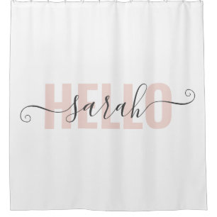 Modern Pastell Pink Beauty Hallo und Ihr Name Duschvorhang
