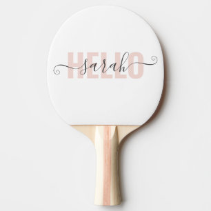 Modern Pastell Pink Beauty Hallo und Ihr Name Tischtennis Schläger
