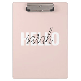 Modern Pastell Pink Hallo und Sie nennen Klemmbrett