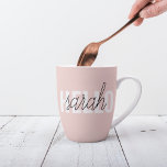 Modern Pastell Pink Hallo und Sie nennen Milchtasse<br><div class="desc">Modern Pastell Pink Hallo und Sie nennen</div>